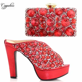 Pretty wedding shoes and bag set big stones sandals matching with handbag set S999 in red heel height 12.5cm
Pretty wedding shoes and bag set big stones sandals matching with handbag set S999 in red heel height 12.5cm