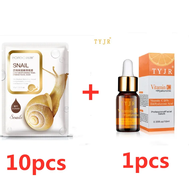 Hanchan Facial Mask 10pcs Snail Dope Essence Skin Care+ Vitamin C Hyaluronic Serum Whiting Oil Controling Hydrating Moisturizing
Hanchan Facial Mask 10pcs Snail Dope Essence Skin Care+ Vitamin C Hyaluronic Serum Whiting Oil Controling Hydrating Moisturizing