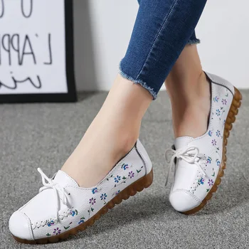Autumn Women Genuine Leather Ballet Flats Casual Shoes Round Toe Lace Up Soft Boat Shoes Female Loafers Ballerina Flats 2019
Autumn Women Genuine Leather Ballet Flats Casual Shoes Round Toe Lace Up Soft Boat Shoes Female Loafers Ballerina Flats 2019