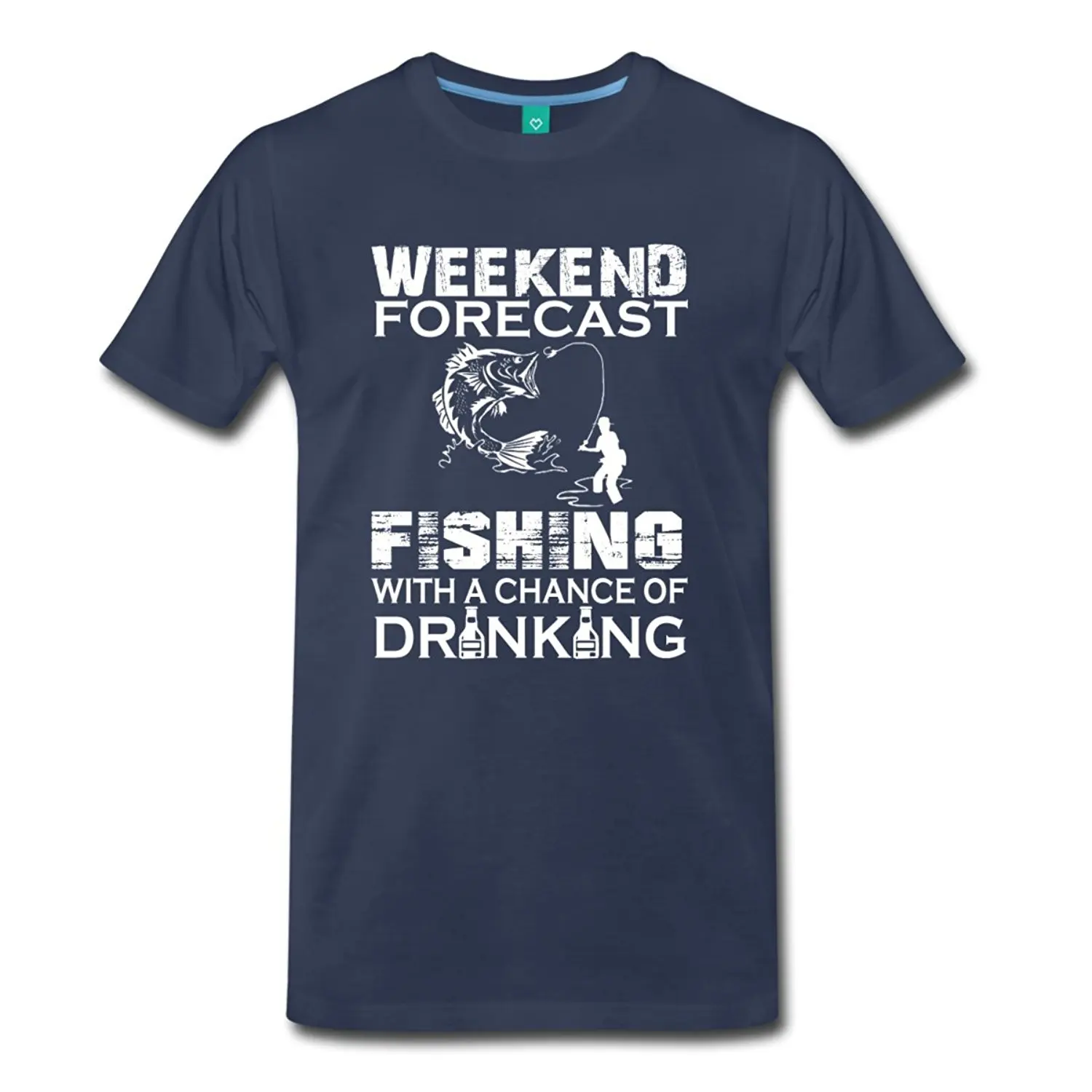 Мужская футболка Fishinger Drinking Weekend Forecast премиум класса в стиле вестерн с круглым