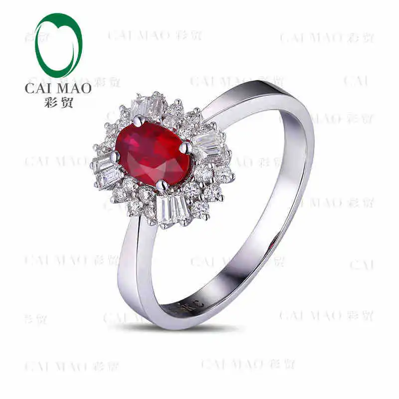 CaiMao 18KT/750 White Gold 0.65 ct Natural Red Blood Ruby & 0.40 ct Full Cut Diamond Engagement Gemstone Ring Jewelry
CaiMao 18KT/750 White Gold 0.65 ct Natural Red Blood Ruby & 0.40 ct Full Cut Diamond Engagement Gemstone Ring Jewelry