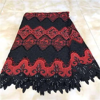 New Design African Lace Fabrics 5Yard Black Red Guipure Lace Fabric 2019 High Quality African Cord Lace Fabric For Wedding Dress
New Design African Lace Fabrics 5Yard Black Red Guipure Lace Fabric 2019 High Quality African Cord Lace Fabric For Wedding Dress