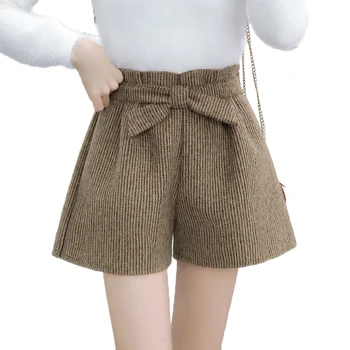 Woolen Short Pants Women Autumn Winter High Waist Bow Tie Wool Shorts Elegant A-line Wide Leg ladies office work shorts
Woolen Short Pants Women Autumn Winter High Waist Bow Tie Wool Shorts Elegant A-line Wide Leg ladies office work shorts