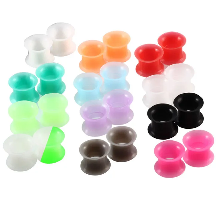 5 12pairs Silicone Piercing Ear Plugs And Tunnels Mixed Color Flexible Ear Expanders Earrings Piercing Women Fashion Body Jewelry