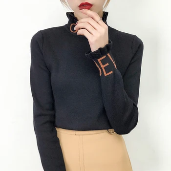 2020 Autumn Winter Turtleneck Letter Sweater Women Long Sleeve Slim Knitted Pullovers Female Autumn Casual Jumper Tops X845
2020 Autumn Winter Turtleneck Letter Sweater Women Long Sleeve Slim Knitted Pullovers Female Autumn Casual Jumper Tops X845