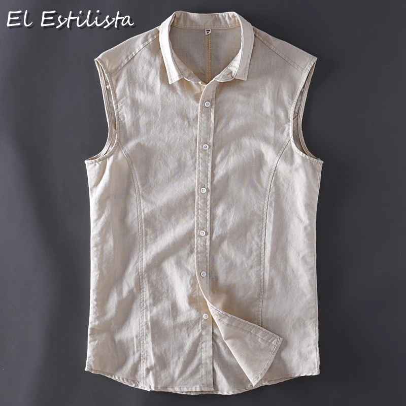 2019 Summer Men's Sleeveless Linen Shirts Slim Solid Color Turn-down Collar Casual Shirts Soft Linen Beach Hawaiian Shirt M-XXL
2019 Summer Men's Sleeveless Linen Shirts Slim Solid Color Turn-down Collar Casual Shirts Soft Linen Beach Hawaiian Shirt M-XXL