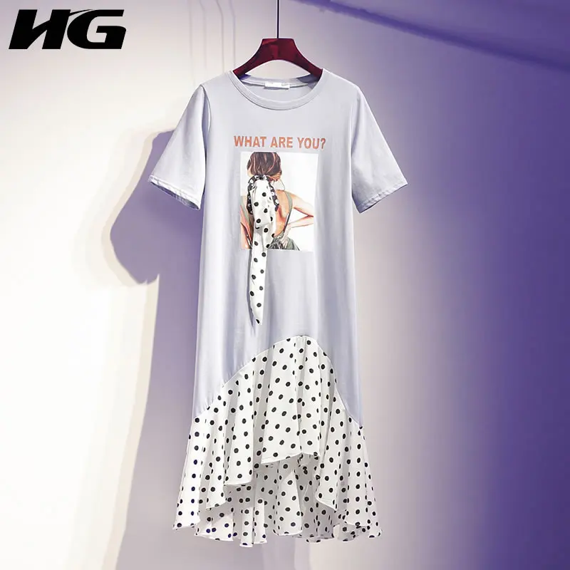 HG Plus Size Dress Print Ladies Dress Dot Splice Ruffled Hem Loose Leisure Oversized Dress Korea Style Women's Clothing ZYQ1159
HG Plus Size Dress Print Ladies Dress Dot Splice Ruffled Hem Loose Leisure Oversized Dress Korea Style Women's Clothing ZYQ1159