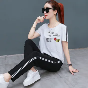 Women's 2019 new Women Clothing Set autumn fashion casual elastic two-piece female Short Sleeve T-shirt Pants Two-piece
Women's 2019 new Women Clothing Set autumn fashion casual elastic two-piece female Short Sleeve T-shirt Pants Two-piece