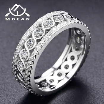 MDEAN White Gold Color Round Rings for Women Engagement
