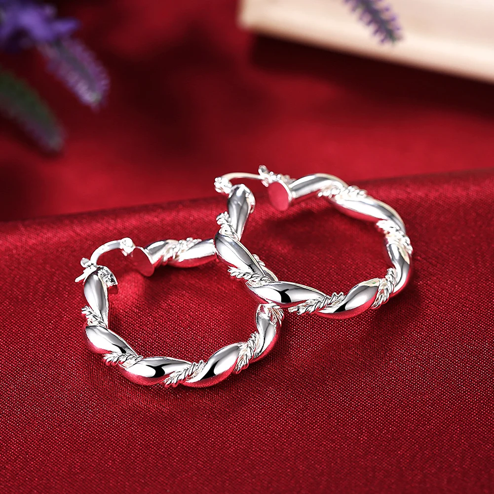 Wholesale Fashion silver plated jewelry earrings stud drop dangle hoop lady gift classic hot women twist fine | Украшения и