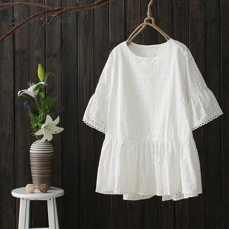 Shugo Wynne Women's Shirts 2019 New Summer Cotton Linen Flower Embroidery O-neck Hollow Out Half Sleeve Blouse Mori Girl Tops
Shugo Wynne Women's Shirts 2019 New Summer Cotton Linen Flower Embroidery O-neck Hollow Out Half Sleeve Blouse Mori Girl Tops