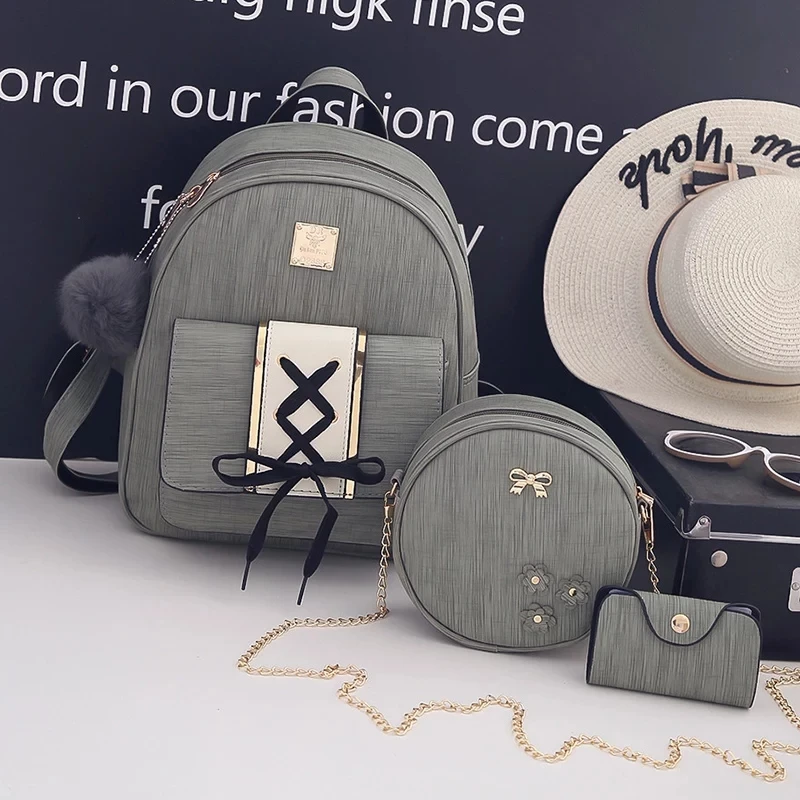 JUILE 3 Pcs Women's Backpack Campus Joker Female Backpack Fashion Shoulder Bag Hot pu Leather Solid Color Tote Young ladys bag
JUILE 3 Pcs Women's Backpack Campus Joker Female Backpack Fashion Shoulder Bag Hot pu Leather Solid Color Tote Young ladys bag
