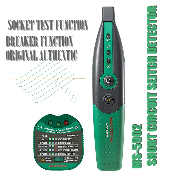 MASTECH MS-5902 220V/110V Circuit Breaker Finder/Socket Tester Instruction/Fully Automatic Circuit Breaker Finder
MASTECH MS-5902 220V/110V Circuit Breaker Finder/Socket Tester Instruction/Fully Automatic Circuit Breaker Finder