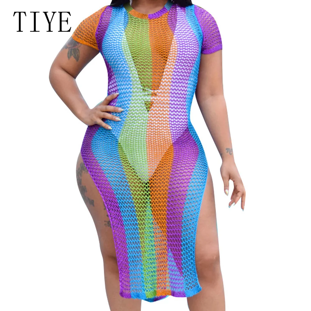 TIYE Summer Fashion Women Sexy Double Side High Split Print Striped Dress Elegant Mesh Hollow Out Beach Bandage Party Dresses
TIYE Summer Fashion Women Sexy Double Side High Split Print Striped Dress Elegant Mesh Hollow Out Beach Bandage Party Dresses