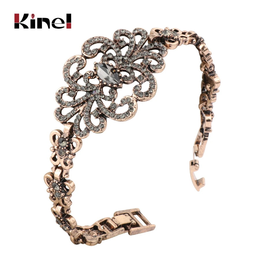 Kinel Luxury Gray Crystal Flower Bracelet For Women Antique Gold Turkish Wedding Jewelry 2018 New
Kinel Luxury Gray Crystal Flower Bracelet For Women Antique Gold Turkish Wedding Jewelry 2018 New