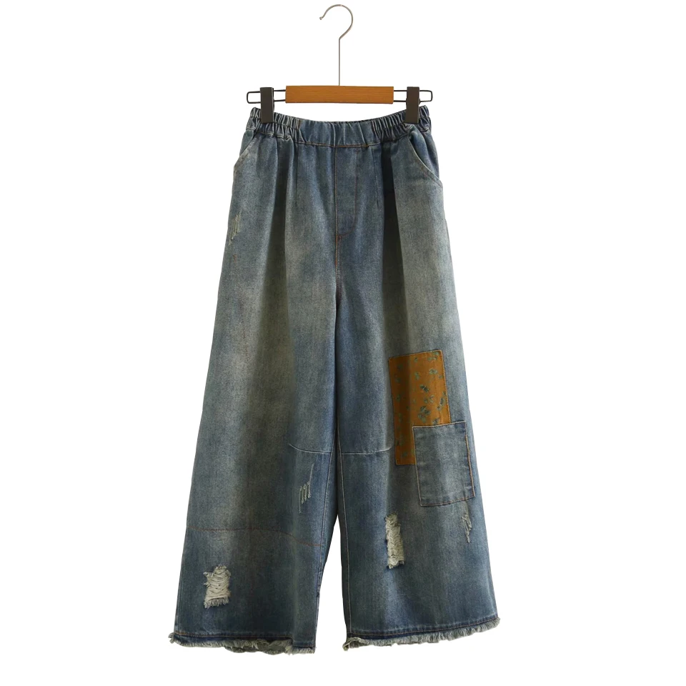 2019 Summer Europe Style Women Vintage Wide Leg Jeans Pants Elastic Waist Ripped Female Cotton Denim Pants Fashion Loose Jeans
2019 Summer Europe Style Women Vintage Wide Leg Jeans Pants Elastic Waist Ripped Female Cotton Denim Pants Fashion Loose Jeans