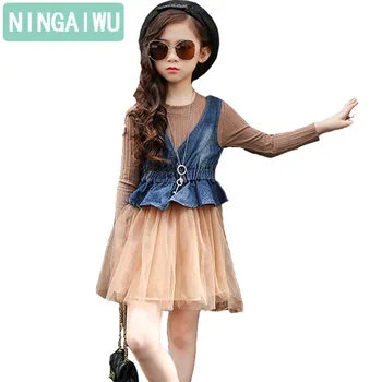 Children's clothes girl dress new cowboy vests long-sleeved veil dresses girls Baby fashion two-piece kids suits spring clothing 
Children's clothes girl dress new cowboy vests long-sleeved veil dresses girls Baby fashion two-piece kids suits spring clothing