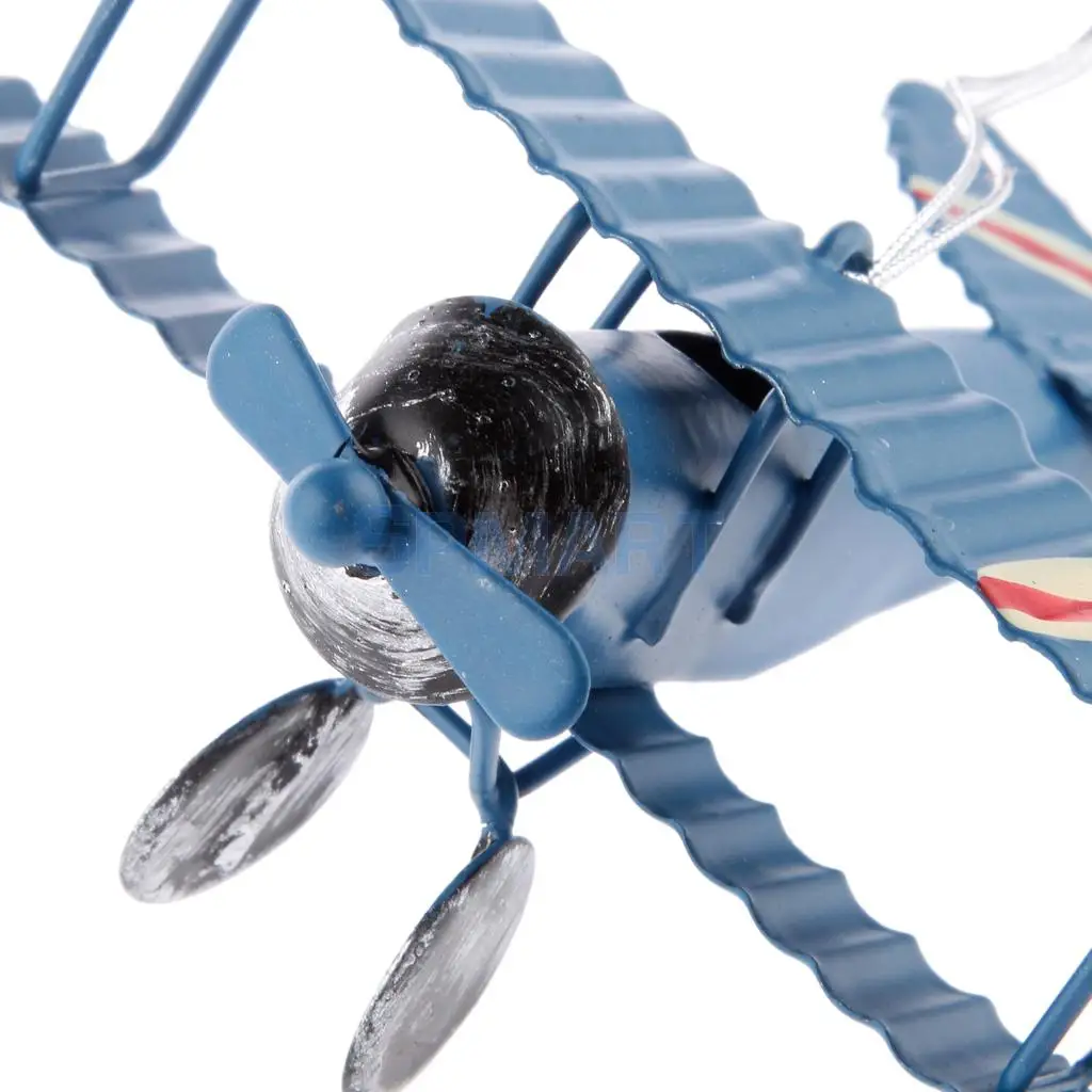 Collectible Metal Aircraft Model Biplane Plane Toy String Hanging Decoration