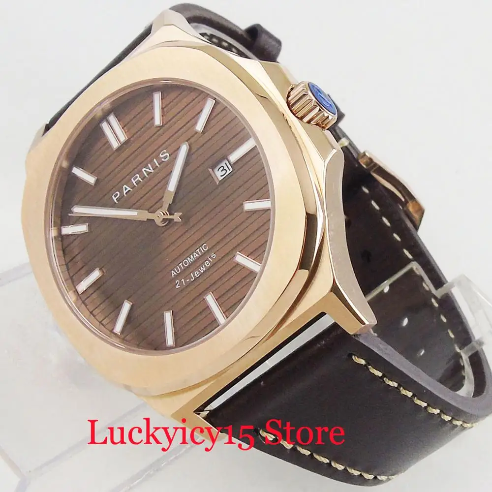 High Quality Sapphire Glass Brown Dial Date Window 44mm Automatic Men's Watch Rose Golden Watch Case
High Quality Sapphire Glass Brown Dial Date Window 44mm Automatic Men's Watch Rose Golden Watch Case
