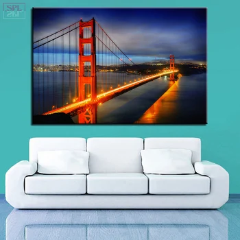 SPLSPL Frameless 1 Piece Decoration Pictures Golden Gate Bridge Night View Landscape Poster HD Prints Wall Art Canvas Painting
SPLSPL Frameless 1 Piece Decoration Pictures Golden Gate Bridge Night View Landscape Poster HD Prints Wall Art Canvas Painting
