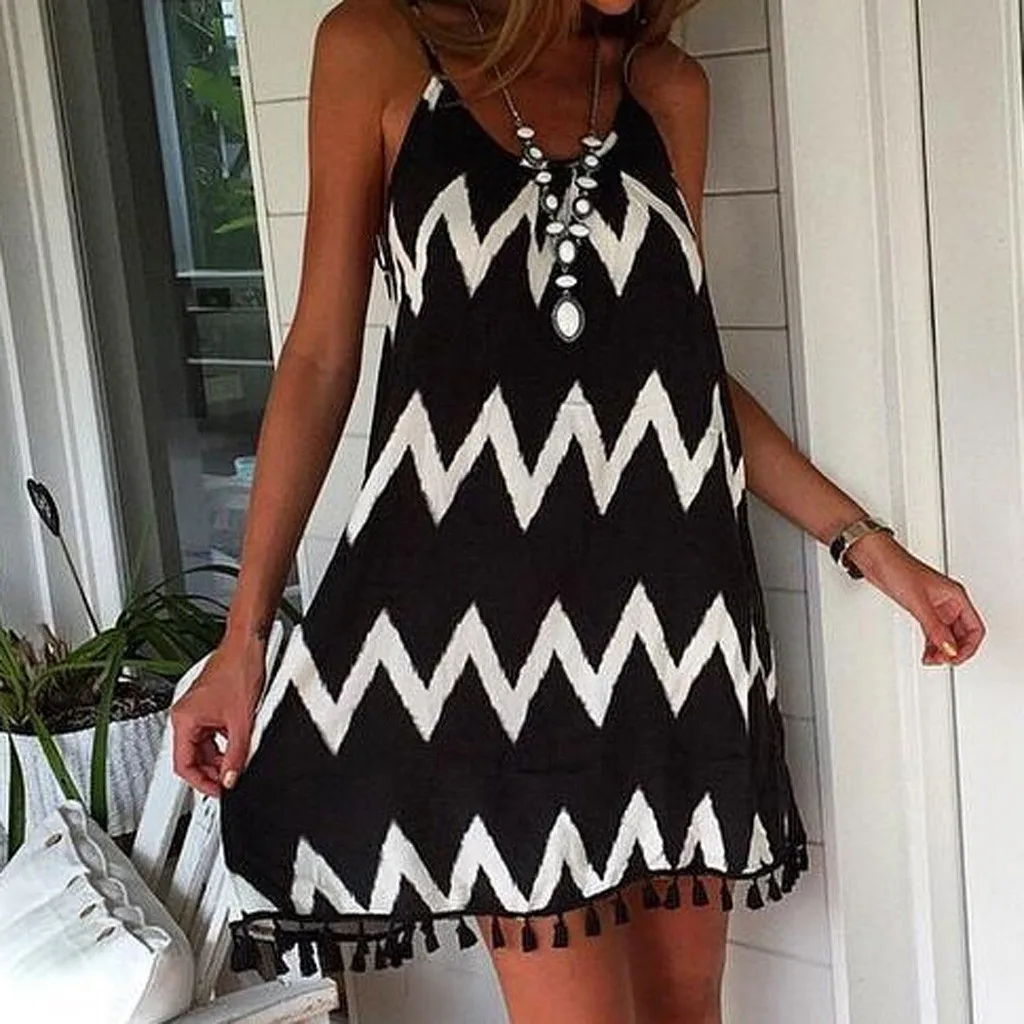 Tassel Sling Dress Women 3XL Vestidos Sexy Mini Wave Pattern Sling Strap Loose O-Neck Dress Women Holiday Beach Dress платье
Tassel Sling Dress Women 3XL Vestidos Sexy Mini Wave Pattern Sling Strap Loose O-Neck Dress Women Holiday Beach Dress платье