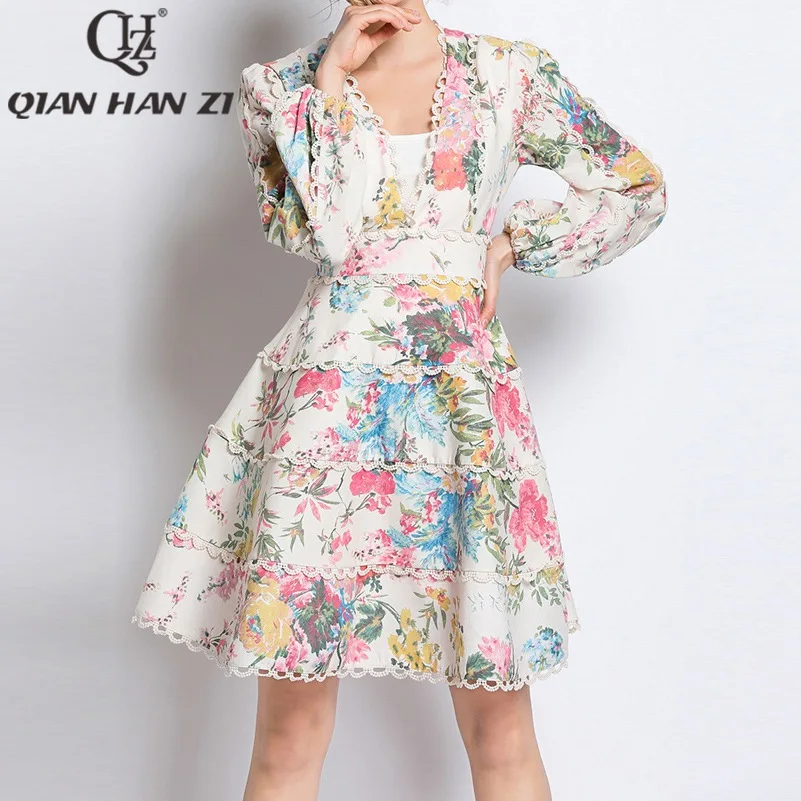 Qian Han Zi New 2019 Fashion Runway Summer Casual Dress Women's Sexy V-Neck Lantern Sleeve Floral Print Slim Ruched Dresses
Qian Han Zi New 2019 Fashion Runway Summer Casual Dress Women's Sexy V-Neck Lantern Sleeve Floral Print Slim Ruched Dresses