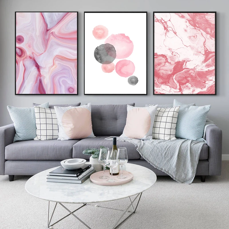 Pink Rose Gold Wall Art Abstract Glitter Canvas Painting Watercolour Posters And Prints Modern Pictures For Living Room Decor