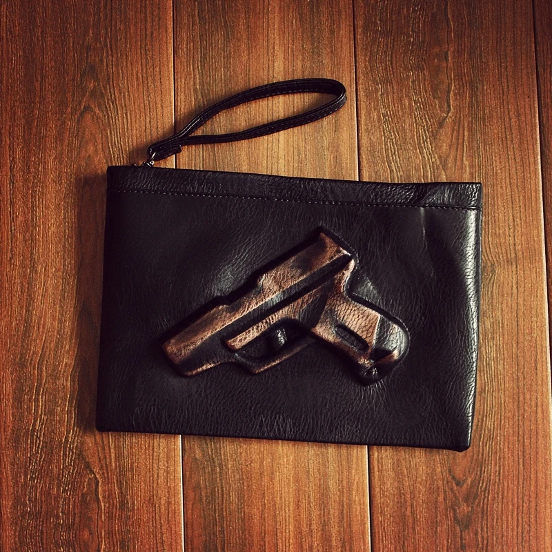 Fashion popular nightclub Rectangle Cool handbag cortical Soft PU handbag black pistol Gun Pattern men's casual bags Clutch bag
Fashion popular nightclub Rectangle Cool handbag cortical Soft PU handbag black pistol Gun Pattern men's casual bags Clutch bag