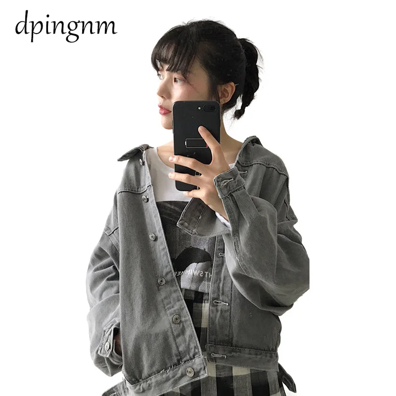 2019 Fashion Jeans Jacket Women Spring Autumn Hand Brush Long Sleeve Stretch Short Denim Jacket grey blue Coats
2019 Fashion Jeans Jacket Women Spring Autumn Hand Brush Long Sleeve Stretch Short Denim Jacket grey blue Coats