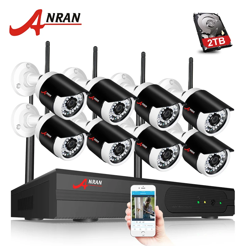 

ANRAN 1080P HD 8 Channel Wireless WIFI NVR Kit Indoor Outdoor IP Cameras 36IR Leds Phone App Security Camera WIFI CCTV System