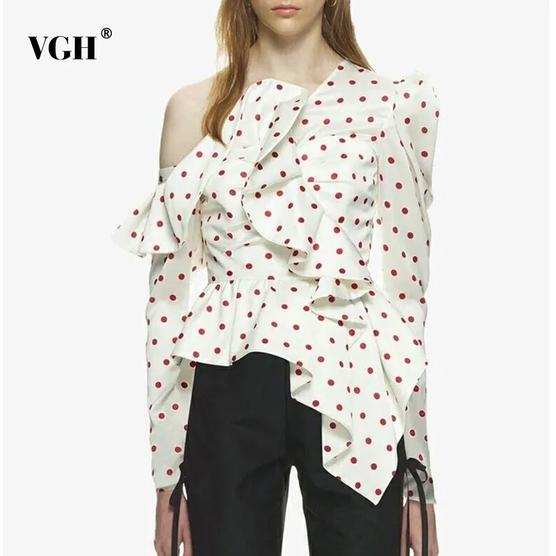 VGH Summer Casual Dot Irregular Shirt Female Off Shoulder Backless Ruffles Patchwork Puff Sleeve Pullover Blouse 2019 Sexy Top
VGH Summer Casual Dot Irregular Shirt Female Off Shoulder Backless Ruffles Patchwork Puff Sleeve Pullover Blouse 2019 Sexy Top