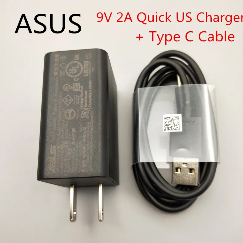 

Original ASUS fast Charger US adapter USB 1M Type C data Sync Cable 9V 2A quick Charge for Zenfone 3 3 Ultra 3 Deluxe 4 4 pro