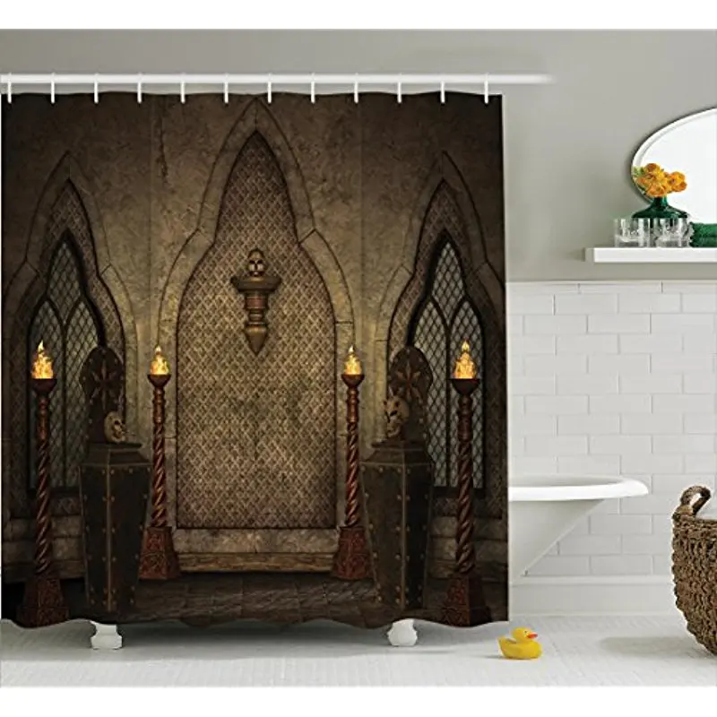 Vixm Gothic House Shower Curtain Fantasy Scene Old Wooden Torch And Skull Candlesticks In Dark Spooky Room Bathroom Accessories
Vixm Gothic House Shower Curtain Fantasy Scene Old Wooden Torch And Skull Candlesticks In Dark Spooky Room Bathroom Accessories