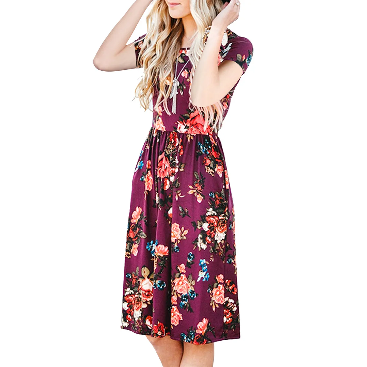 Casual Floral Dress 2018 New Printed Cotton Vestidos Elegant Red Ruffle Short Sleeve Elbise Casual Retro Floral Blue flowe Dress
Casual Floral Dress 2018 New Printed Cotton Vestidos Elegant Red Ruffle Short Sleeve Elbise Casual Retro Floral Blue flowe Dress