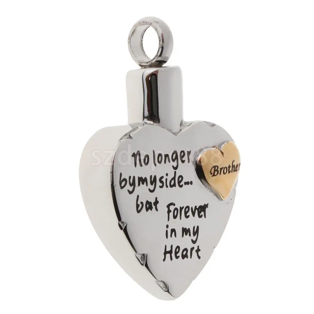 Dad Mom Son Sister Daughter Family Members Love Heart Cremation Urn Stainless Steel Pendant Forever In My Heart