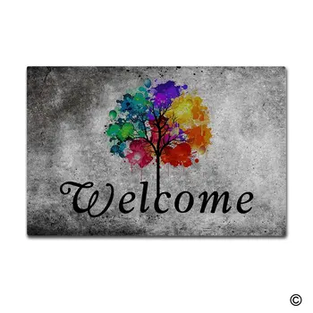 Doormat Entrance Floor Mat Welcome Colorful Tree Non-slip Doormat Machine Washable Non-woven Fabric
Doormat Entrance Floor Mat Welcome Colorful Tree Non-slip Doormat Machine Washable Non-woven Fabric