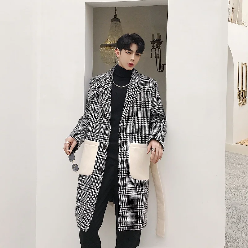 2018 Korean Autumn Men's Fashion Tide High Street Lattice Pattern Spelling Color Woolen Blends Overcoat Loose Grey Coats M-XL
2018 Korean Autumn Men's Fashion Tide High Street Lattice Pattern Spelling Color Woolen Blends Overcoat Loose Grey Coats M-XL