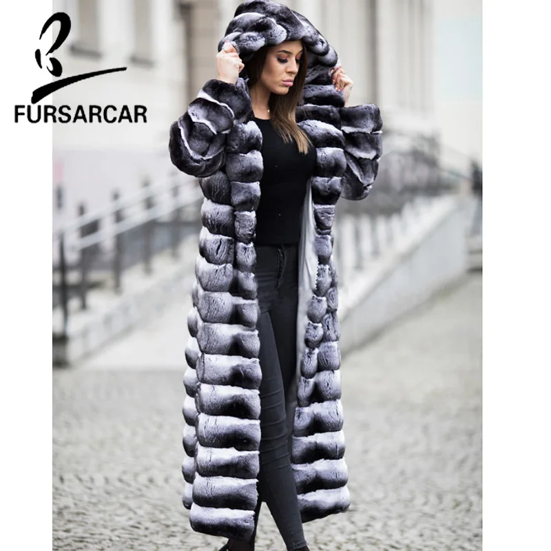FURSARCAR 2018 New Luxury Rex Rabbit Fur Coat With Fur Hood Fashion 130cm Long Warm Winter Rex Rabbit Fur Jacke For Women
FURSARCAR 2018 New Luxury Rex Rabbit Fur Coat With Fur Hood Fashion 130cm Long Warm Winter Rex Rabbit Fur Jacke For Women