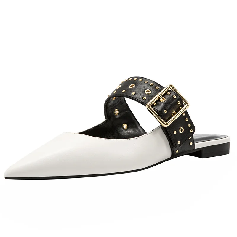 2019 Spring Pointed Toe Rivets Black Blue White Women Mules Slippers Flats Loafers Buckle Woman Casual Shoes
2019 Spring Pointed Toe Rivets Black Blue White Women Mules Slippers Flats Loafers Buckle Woman Casual Shoes