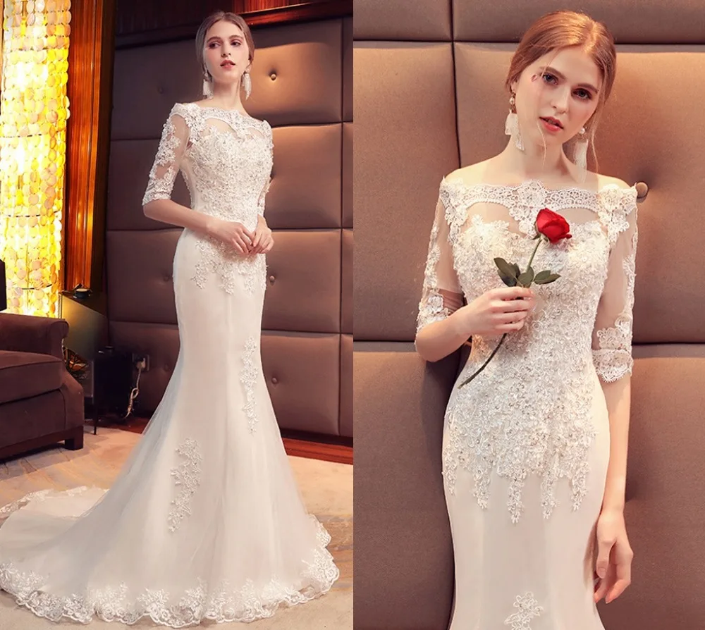 Elegant Lace Dresses For Wedding Party 2020 Mermaid Off the Shouler Princess Bridal Gowns Wedding Gown Illusion Vestido De Noiva
Elegant Lace Dresses For Wedding Party 2020 Mermaid Off the Shouler Princess Bridal Gowns Wedding Gown Illusion Vestido De Noiva