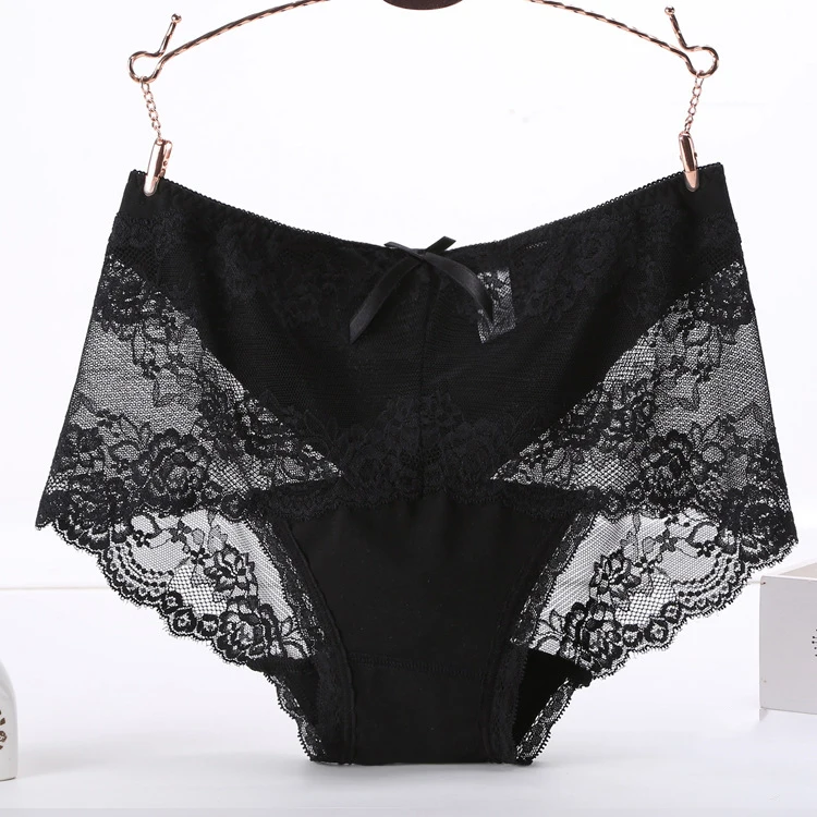 Plus Size Brief Women Underwear XXl XXXL XXXXL Sexy Lace Transparent Panties Cotton Comfortable Ladies Panty Mid-Rise Hollow Out9