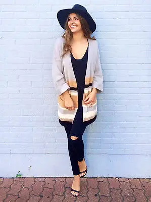 Hot Fashion Autumn Long Sleeve Cardigan Knitted Patchwork Women Style Slim Casual Spring Blazer Suit Jacket Coat Outerwear Tops |