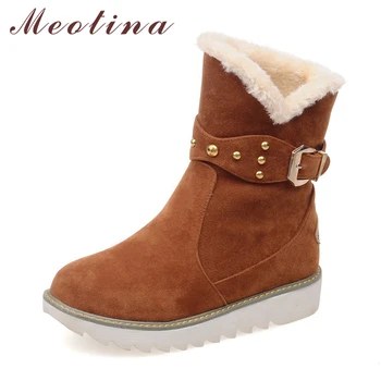 Meotina Winter Snow Boots Women Ankle Boots Platform Wedge Boots Buckle Plush Ladies Short Shoes Warm Black Brown Size 33-43
Meotina Winter Snow Boots Women Ankle Boots Platform Wedge Boots Buckle Plush Ladies Short Shoes Warm Black Brown Size 33-43