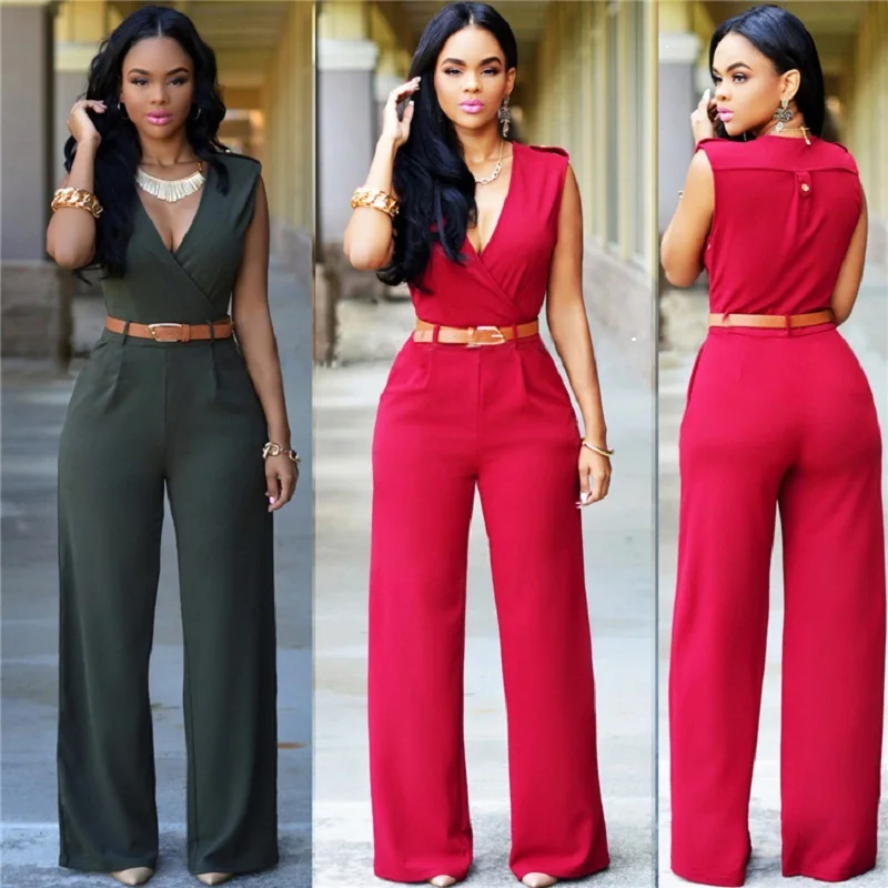 Fashion Jumpsuits Women Rompers Long sleeve V-collar Belt Tops Leisure Wide leg pants One piece Loose Retro Red Black Clothes
Fashion Jumpsuits Women Rompers Long sleeve V-collar Belt Tops Leisure Wide leg pants One piece Loose Retro Red Black Clothes