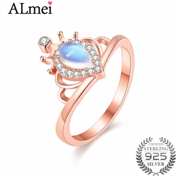 Almei Natural Teardrop Moonstone Wedding Ring Handmade Rose Gold Color Blue Strong Bright Ring Jewelry for Women with BoxCJ032
Almei Natural Teardrop Moonstone Wedding Ring Handmade Rose Gold Color Blue Strong Bright Ring Jewelry for Women with BoxCJ032