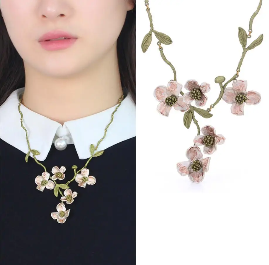 CSxjd Vintage Rhododendron flowers necklace High quality Metal copper Hand painted necklace Women's luxury jewelry
CSxjd Vintage Rhododendron flowers necklace High quality Metal copper Hand painted necklace Women's luxury jewelry