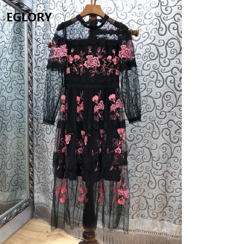 Free Shipping New 2019 Spring Summer Evening Party Women's Dress Exquisite Embroidery Tulle Mesh Long Sleeve Black Dress Lace
Free Shipping New 2019 Spring Summer Evening Party Women's Dress Exquisite Embroidery Tulle Mesh Long Sleeve Black Dress Lace