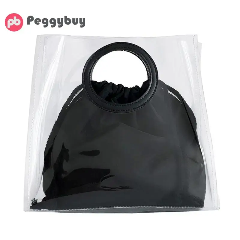 Transparent PVC Women Totes Nylon Drawstring Composite Bag Female Handbags Purse Solid Color Handbags Big Capacity Crossbody Bag
Transparent PVC Women Totes Nylon Drawstring Composite Bag Female Handbags Purse Solid Color Handbags Big Capacity Crossbody Bag