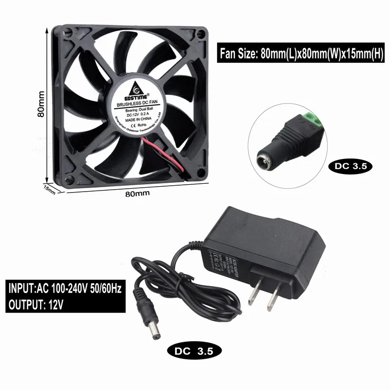 Gdstime 2 шт DC 12V 80mm x 15mm двойной шариковый подшипник PC корпус охлаждающий вентилятор с 100-240V AC адаптер питания зарядное устройство адаптер
Gdstime 2 шт DC 12V 80mm x 15mm двойной шариковый подшипник PC корпус охлаждающий вентилятор с 100-240V AC адаптер питания зарядное устройство адаптер