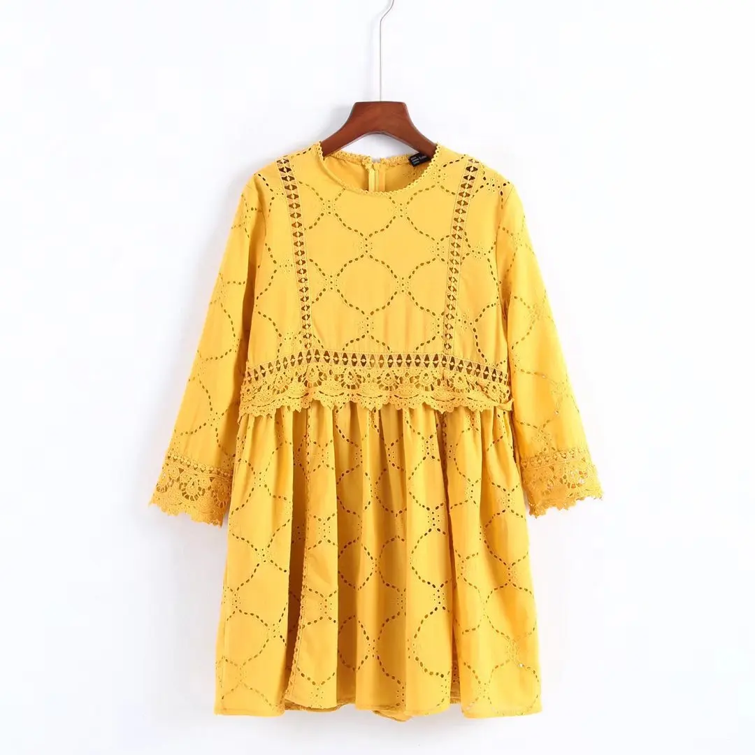 Women sweet embroidery mini playsuits hollow out pockets o neck pleated rompers ladies yellow streetwear jumpsuits
Women sweet embroidery mini playsuits hollow out pockets o neck pleated rompers ladies yellow streetwear jumpsuits